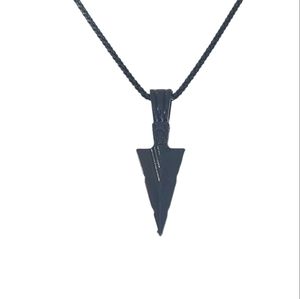 Black Arrowhead Pendant Necklace 23 Inches Long Men Women Jewelry